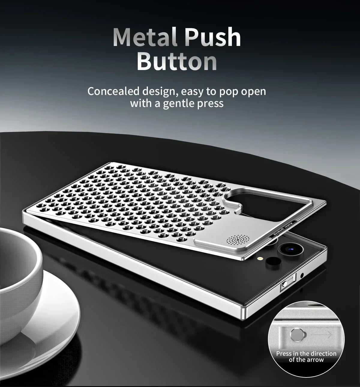 Samsung Galaxy S24 Ultra Metal Heat Dissipation Aluminum Cooling Case with Fragrance Aroma - Black