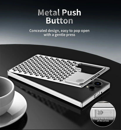 Samsung Galaxy S24 Ultra Metal Heat Dissipation Aluminum Cooling Case with Fragrance Aroma - Black