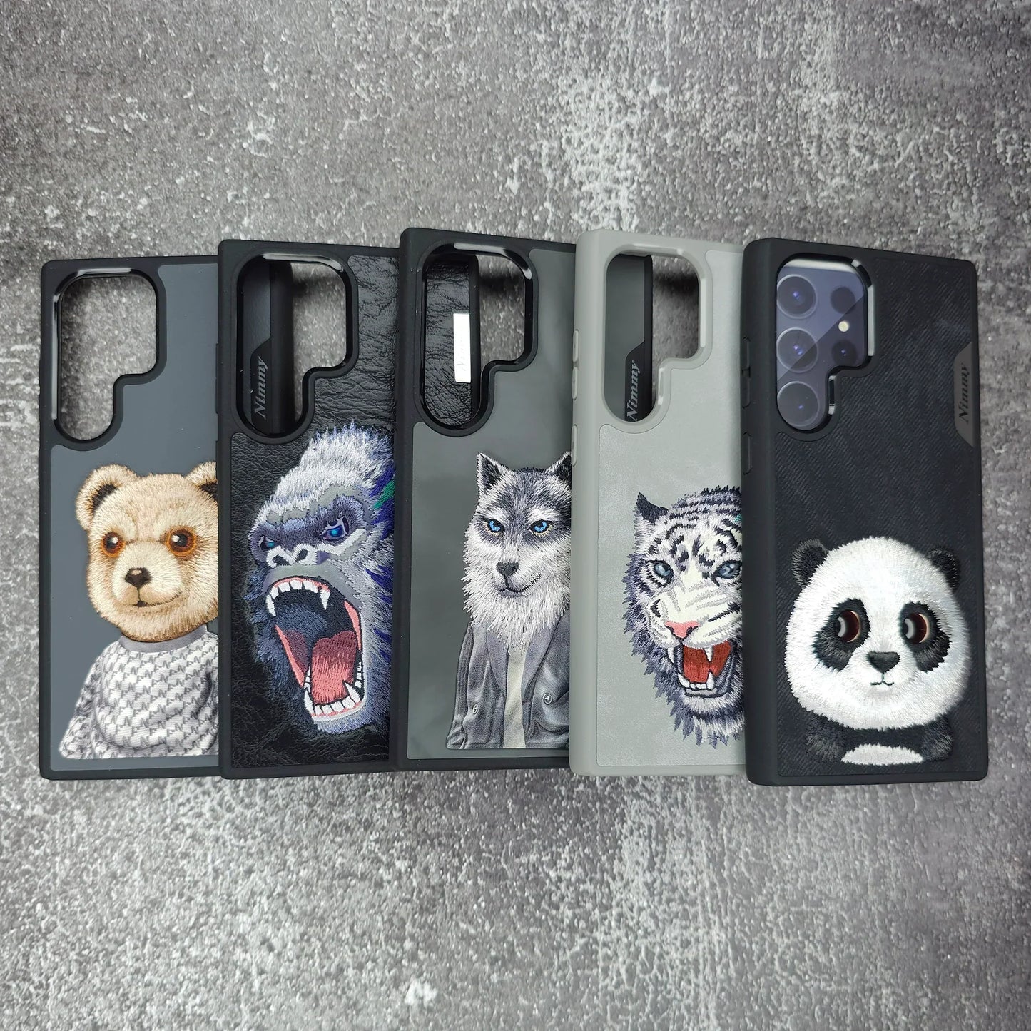 Samsung Galaxy S24 Ultra Nimmy Embroidery Leather Back Cover Case - Teddy