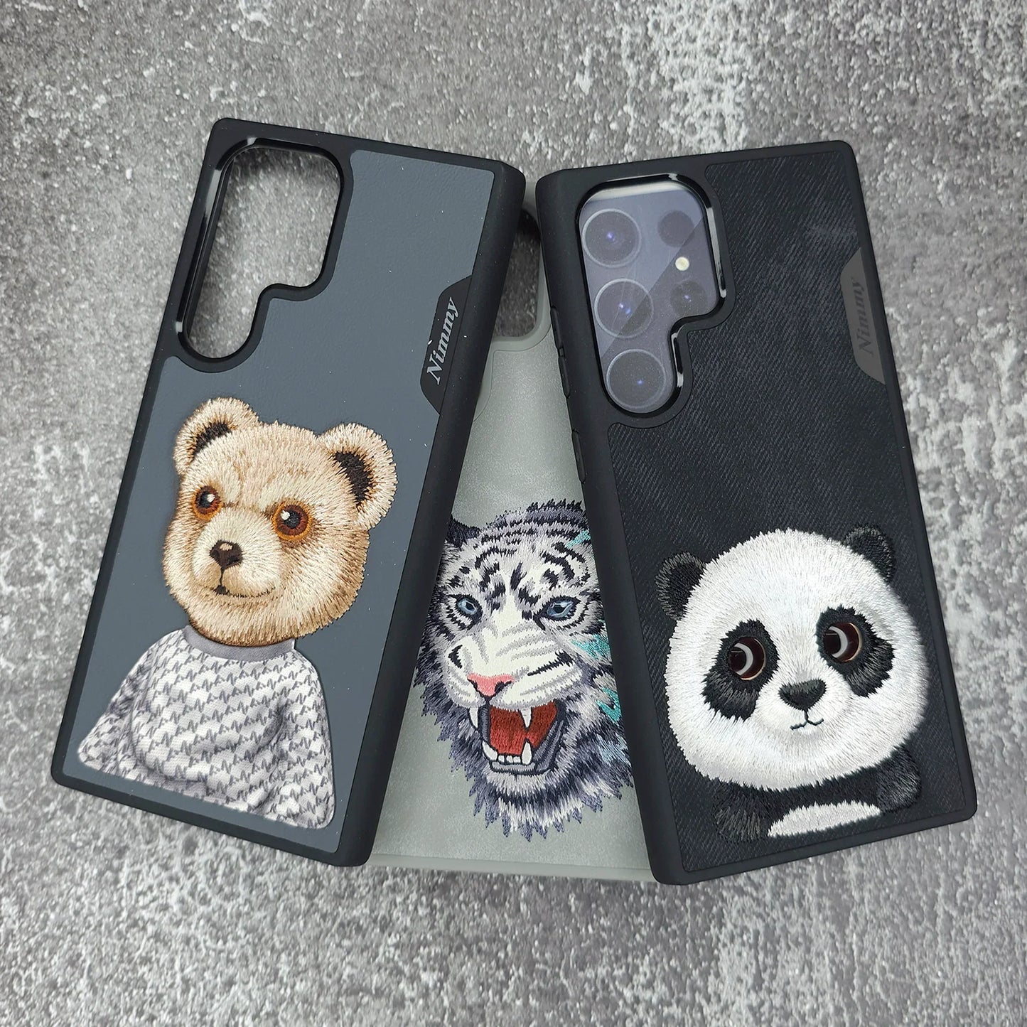 Samsung Galaxy S24 Ultra Nimmy Embroidery Leather Back Cover Case - Panda