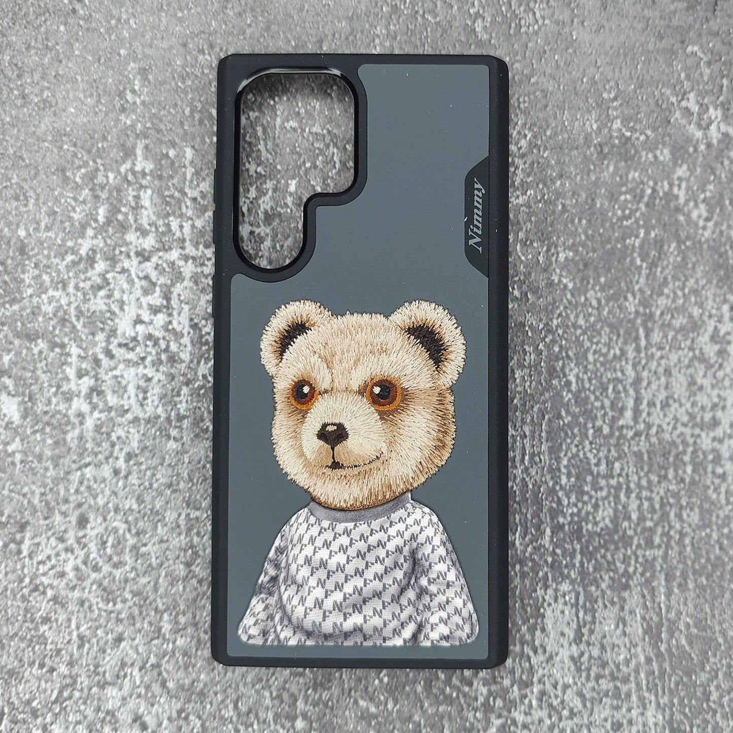 Samsung Galaxy S24 Ultra Nimmy Embroidery Leather Back Cover Case - Teddy