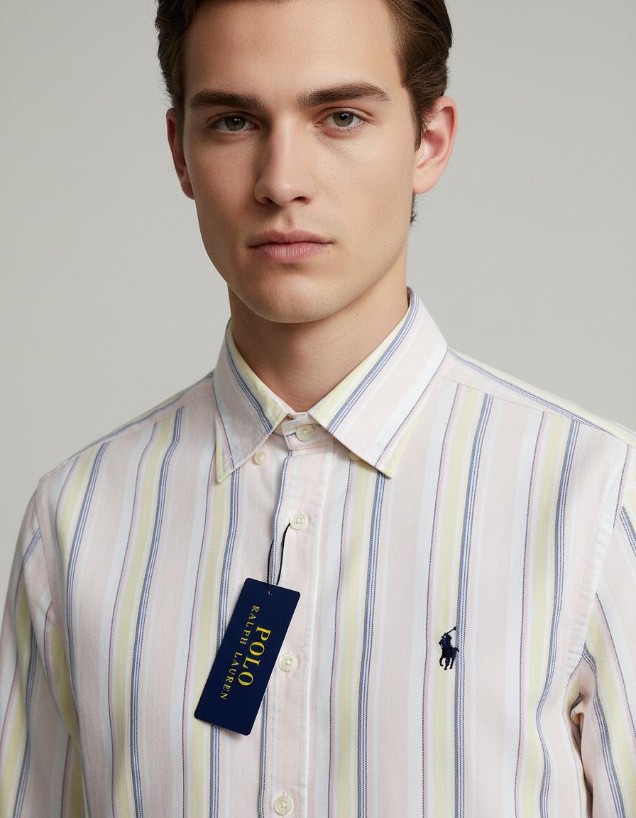 Polo Ralph Lauren Custom Fit Striped Shirt in Soft Pastel Hues