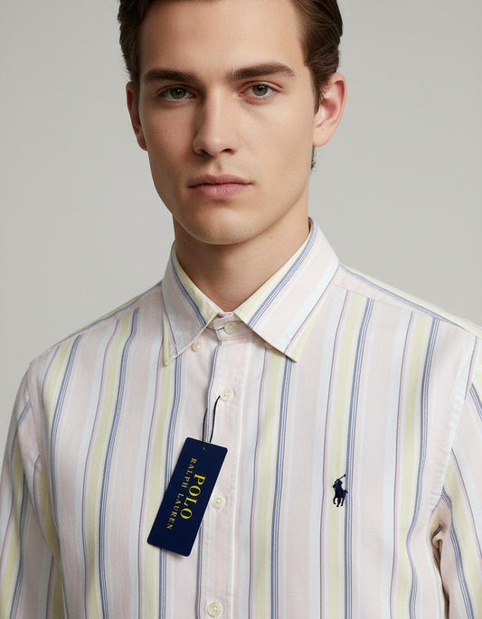 Polo Ralph Lauren Custom Fit Striped Shirt in Soft Pastel Hues