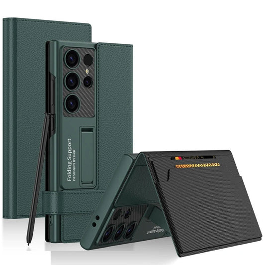 Samsung Galaxy S24 Ultra GKK Clamshell Leather Flip Wallet Case Cover - Green