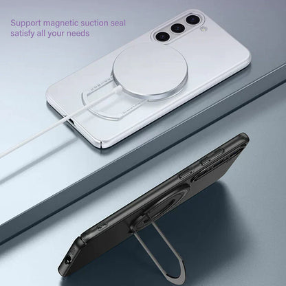 Samsung Galaxy S24 Ultra Magnetic Metal Stand Shockproof Case - Black