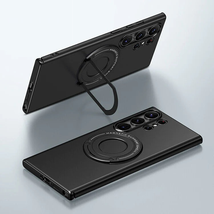Samsung Galaxy S24 Ultra Magnetic Metal Stand Shockproof Case - Black