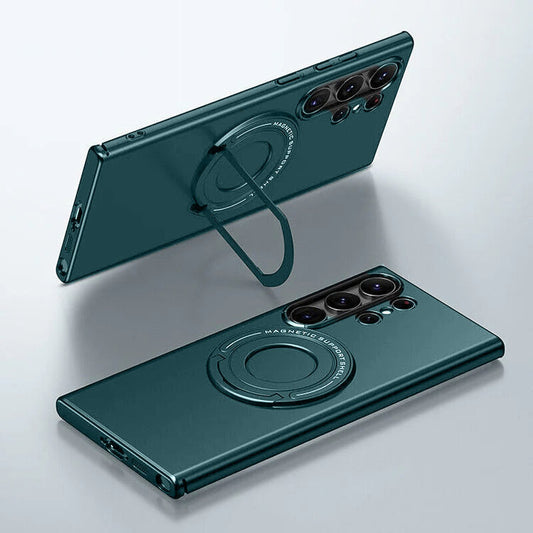 Samsung Galaxy S24 Ultra Magnetic Metal Stand Shockproof Case - Green