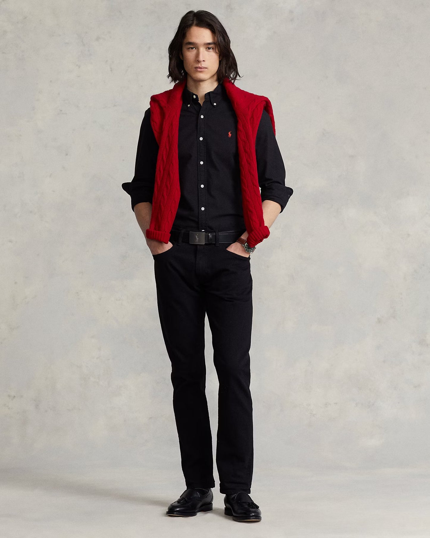 Ralph Lauren Classic Cotton Button-Up in Midnight Obsidian