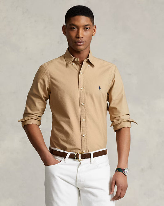 Ralph Lauren Classic Cotton Button-Up in Sandy Beige