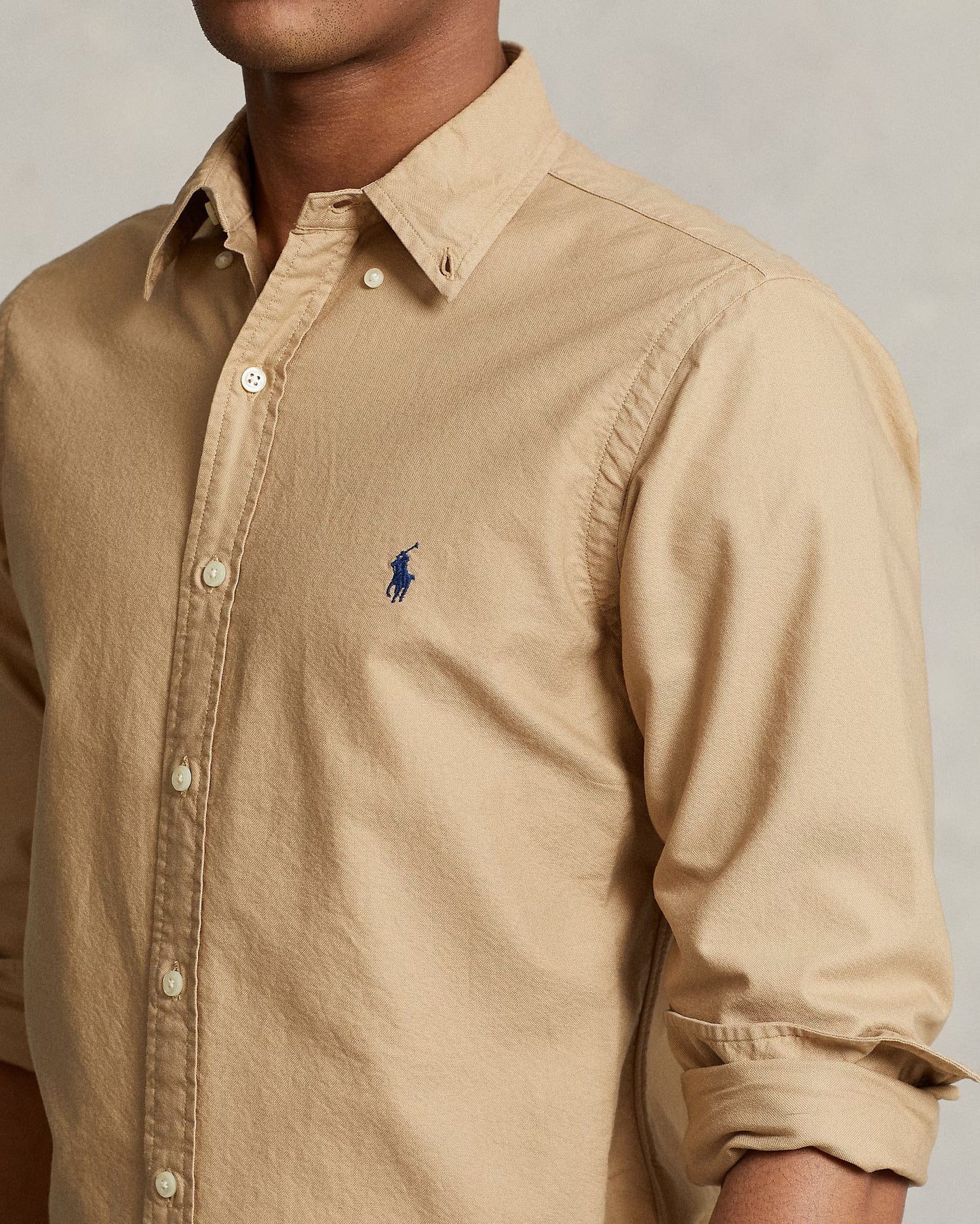 Ralph Lauren Classic Cotton Button-Up in Sandy Beige