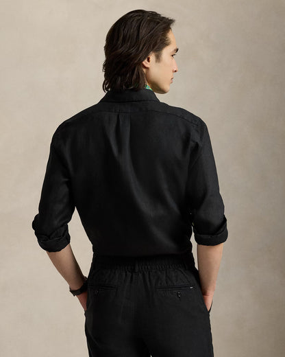 Polo Ralph Lauren Elegant Midnight Black Linen Shirt
