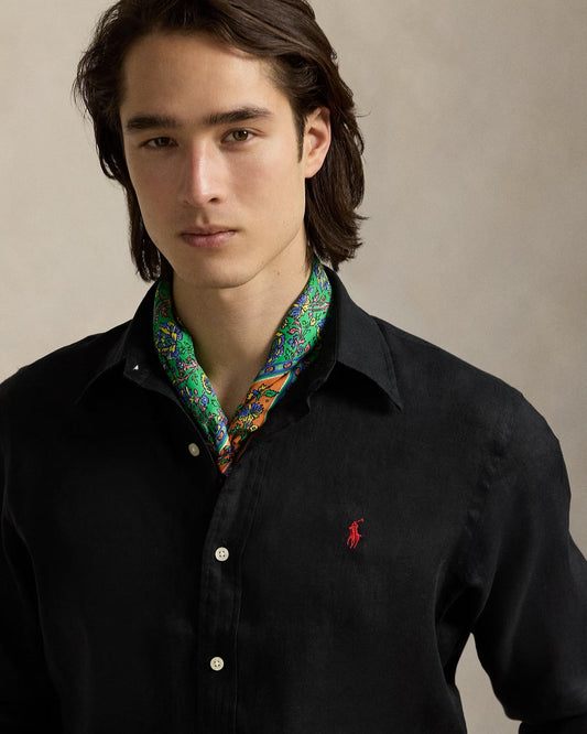 Polo Ralph Lauren Elegant Midnight Black Linen Shirt
