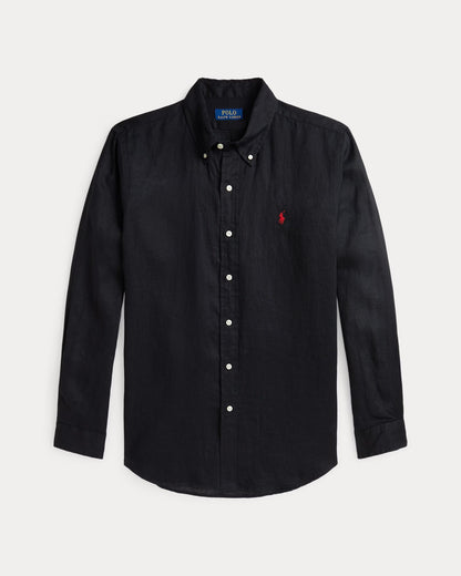 Polo Ralph Lauren Elegant Midnight Black Linen Shirt