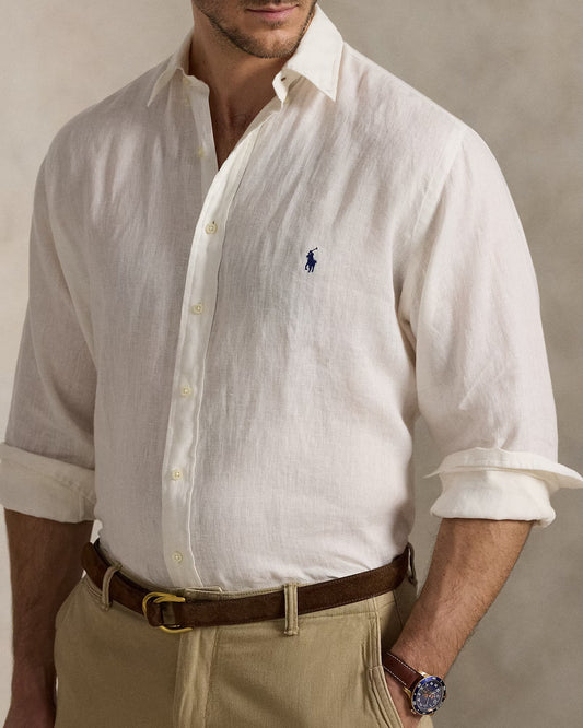 Polo Ralph Lauren Effortlessly Elegant Linen Shirt in Whispering White
