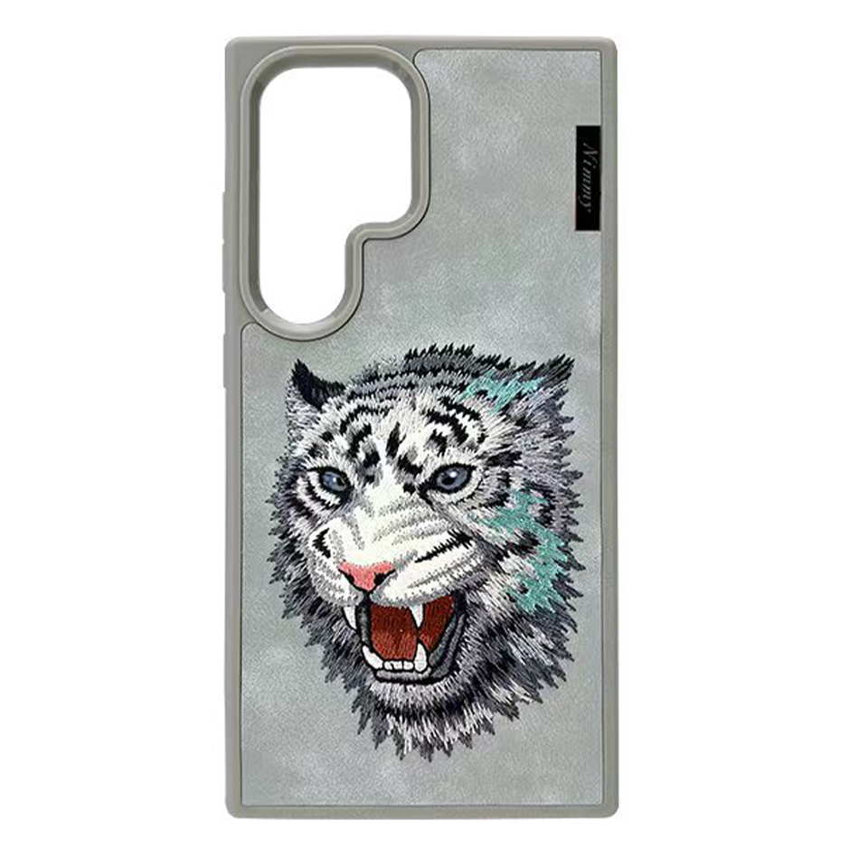 Samsung Galaxy S24 Ultra Nimmy Embroidery Leather Back Cover Case - Tiger