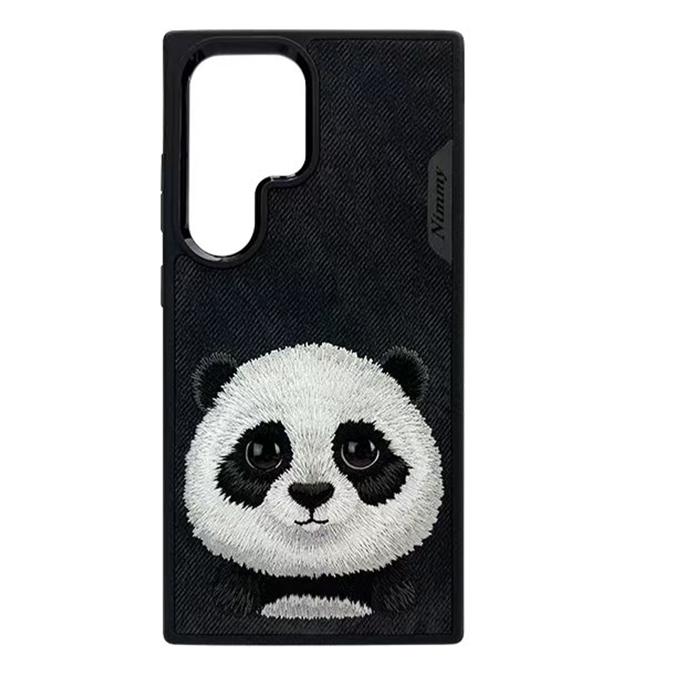 Samsung Galaxy S24 Ultra Nimmy Embroidery Leather Back Cover Case - Panda