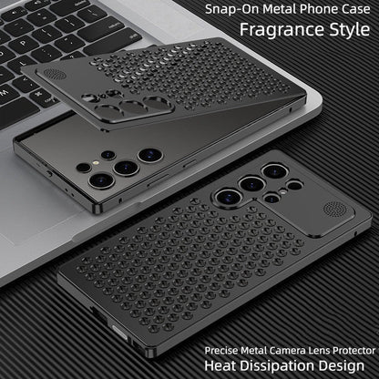 Metal Heat Dissipation Aromatherapy Aluminium Metal Case For Samsung Galaxy S24 Ultra - Black