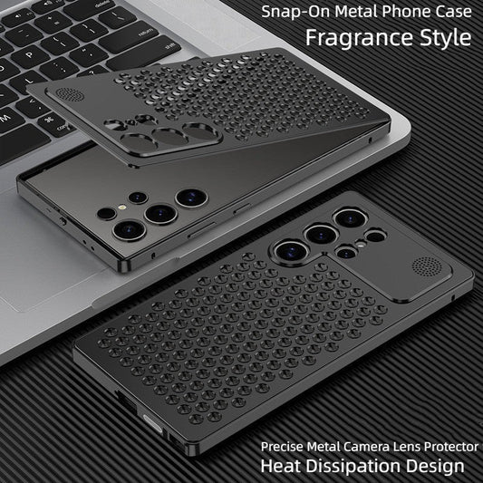 Metal Heat Dissipation Aromatherapy Aluminium Metal Case For Samsung Galaxy S24 Ultra - Black
