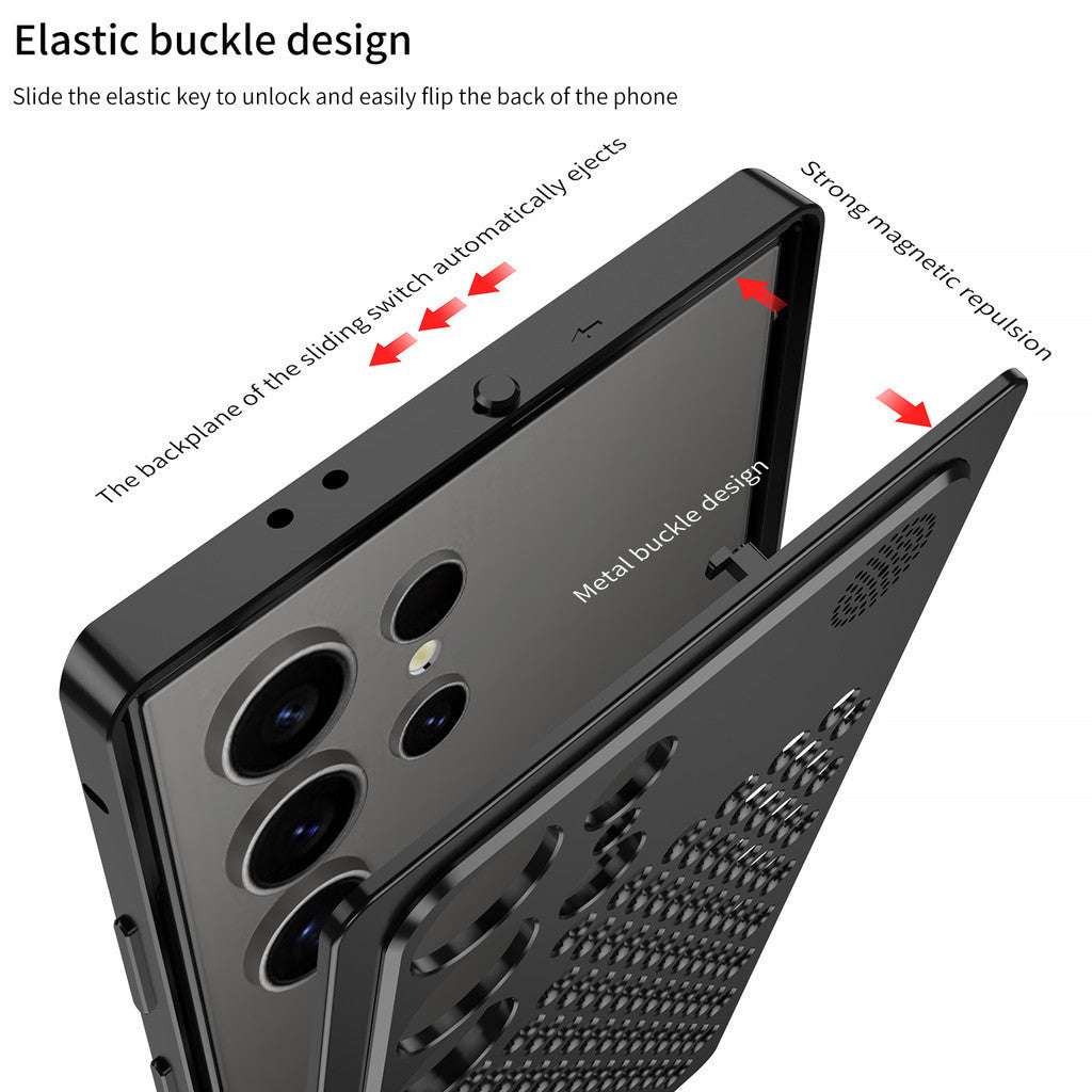 Metal Heat Dissipation Aromatherapy Aluminium Metal Case For Samsung Galaxy S24 Ultra - Black