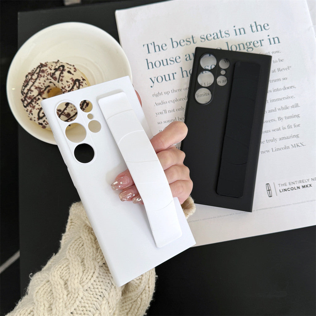 Samsung Galaxy S24 Ultra Hard PC Case with Luxury Elastic Silicone Wrist Strap - Transparent