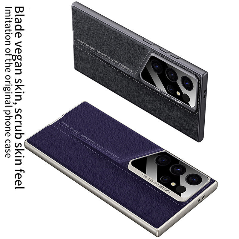Samsung Galaxy S24 Ultra Luxury Blade Design Pro Leather Case - Titanium