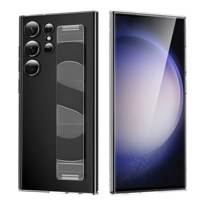 Samsung Galaxy S24 Ultra Hard PC Case with Luxury Elastic Silicone Wrist Strap - Transparent