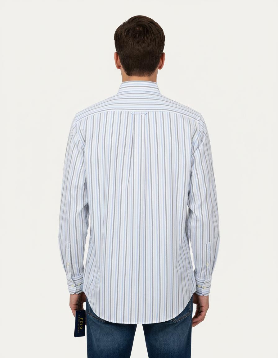 Polo Ralph Lauren Striped Elegance Cotton Shirt in Serene Sky