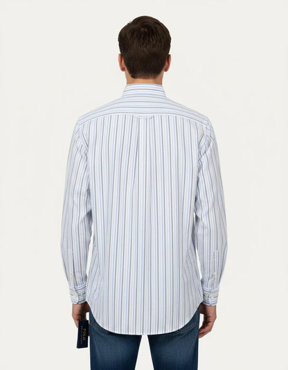 Polo Ralph Lauren Striped Elegance Cotton Shirt in Serene Sky