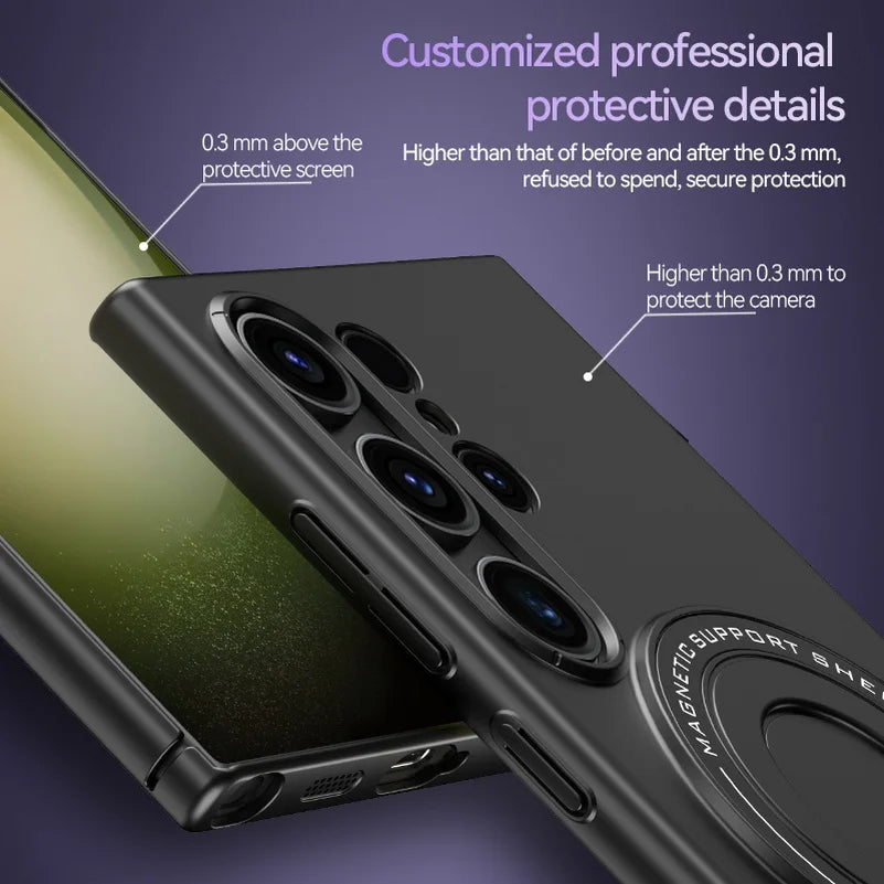 Samsung Galaxy S24 Ultra Magnetic Metal Stand Shockproof Case - Black