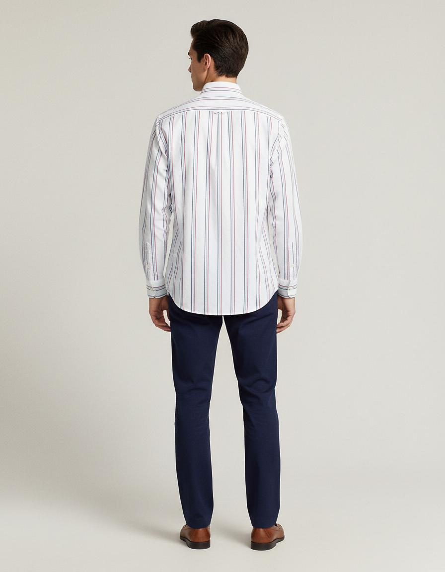 Polo Ralph Lauren Custom Fit Striped Elegance Shirt in Crisp White & Nautical Stripes